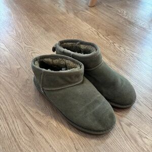 UGG Forest Green Suede Slippers
